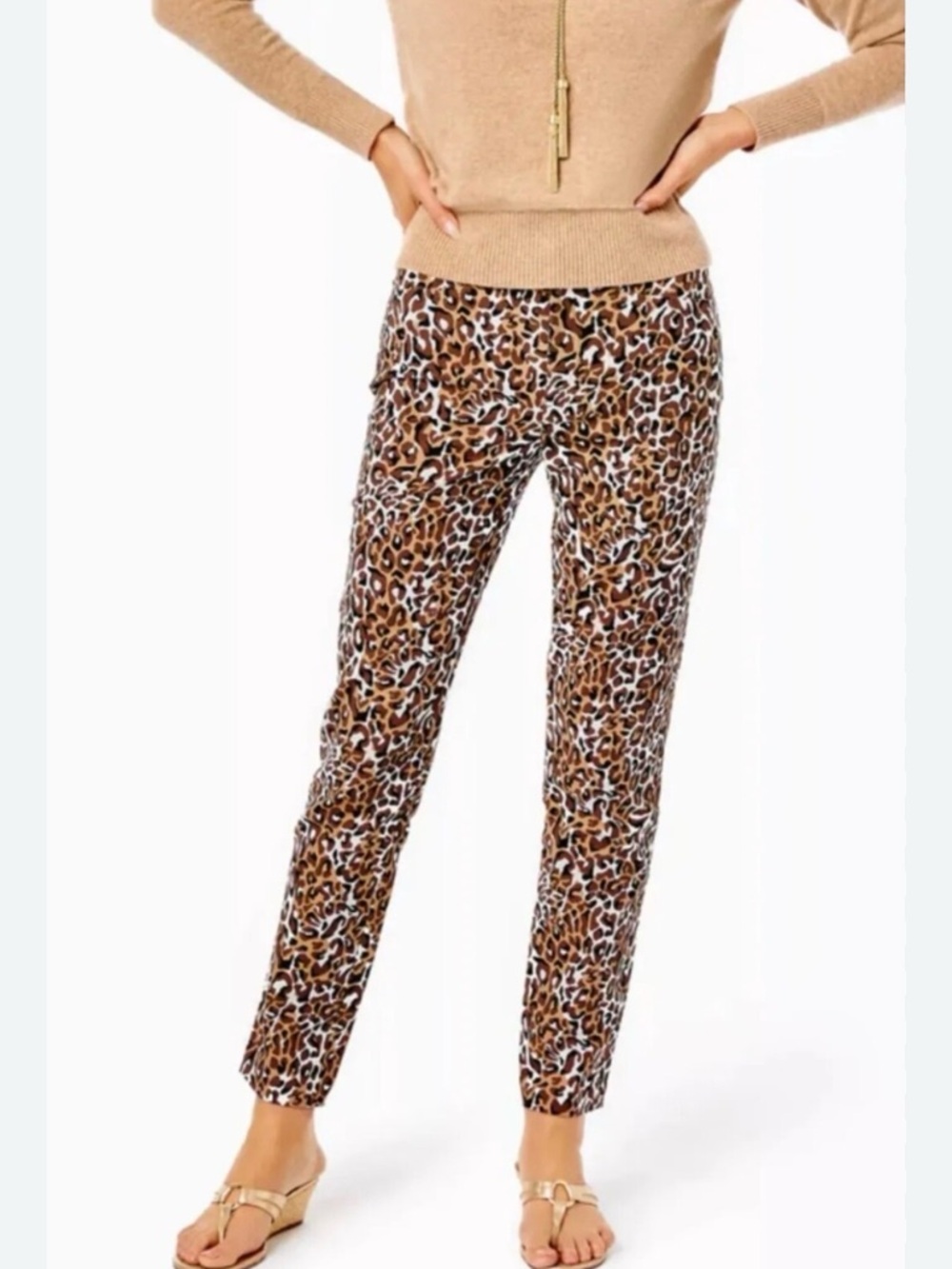 Lily Pulitzer Leopard Print Slim Ankle Pants